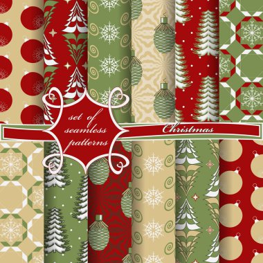 Noel sorunsuz vektör çizim kümesi. Noel simgeler, Noel desenleri