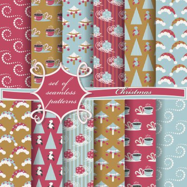 Noel sorunsuz vektör çizim kümesi. Noel simgeler, Noel desenleri