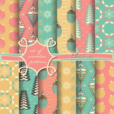 Noel sorunsuz vektör çizim kümesi. Noel simgeler, Noel desenleri