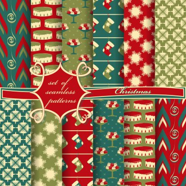 Noel sorunsuz vektör çizim kümesi. Noel simgeler, Noel desenleri