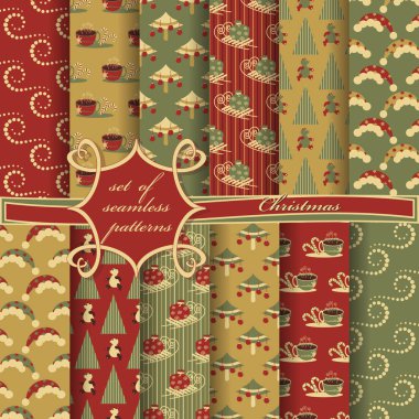 Noel sorunsuz vektör çizim kümesi. Noel simgeler, Noel desenleri