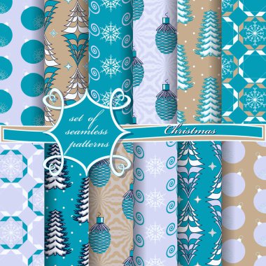 Noel sorunsuz vektör çizim kümesi. Noel simgeler, Noel desenleri