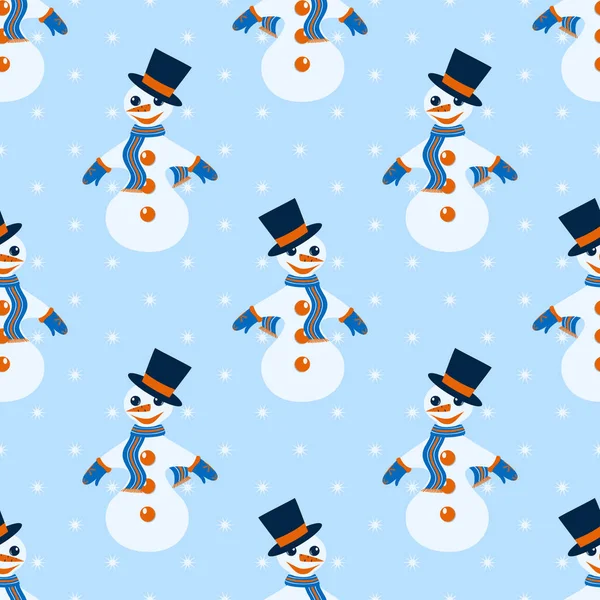 シームレスなベクトル イラスト雪だるまとクリスマス — ストックベクタ