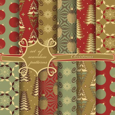 Noel sorunsuz vektör çizim kümesi. Noel simgeler, Noel desenleri