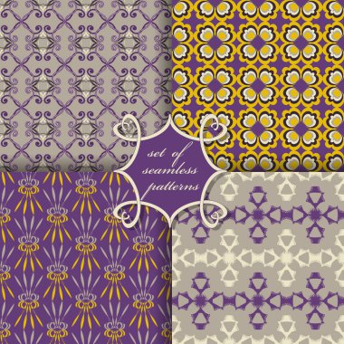 Sorunsuz vektör çizimler kümesi. Soyut Dekoratif şekiller 