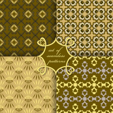 Sorunsuz vektör çizimler kümesi. Soyut Dekoratif şekiller 