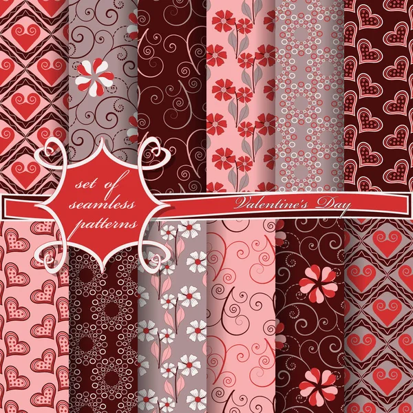 Conjunto de ilustración vectorial perfecta del Día de San Valentín. Corazón, formas abstractas y flores decorativas — Vector de stock