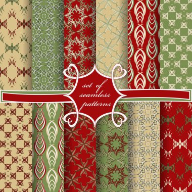 Sorunsuz vektör çizimler kümesi. Soyut Dekoratif şekiller