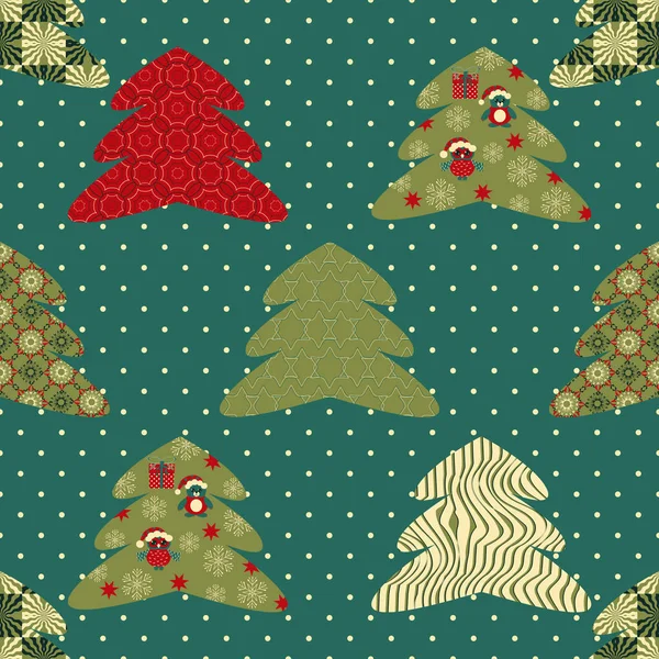 Ensemble vectoriel d'arbres de Noël décoratifs. Illustration sans couture — Image vectorielle