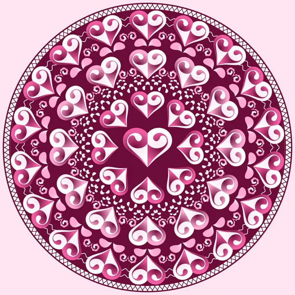 Διάνυσμα κυκλικό μοτίβο για ημέρα του Αγίου Βαλεντίνου. Μάνταλα με καρδιές — Διανυσματικό Αρχείο