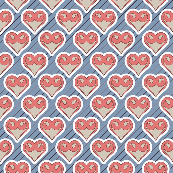Naadloze vector illustratie achtergrond Aftelkalender voor Valentijnsdag. Decoratieve hart — Stockvector