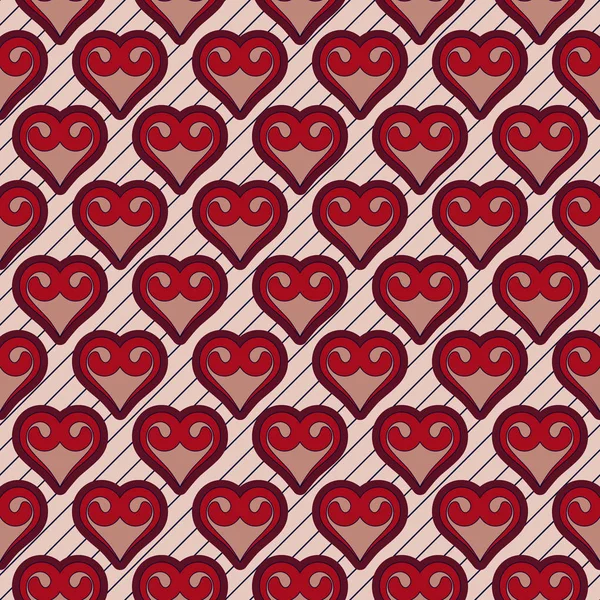 Fondo de ilustración vectorial sin costuras Día de San Valentín. Corazón decorativo — Archivo Imágenes Vectoriales