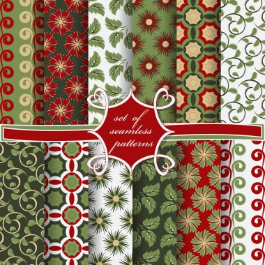 Sorunsuz vektör çizimler kümesi. Soyut formları, yaprak ve süs çiçek