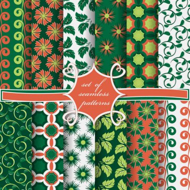 Sorunsuz vektör çizimler kümesi. Soyut formları, yaprak ve süs çiçek