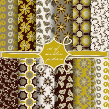 Sorunsuz vektör çizimler kümesi. Soyut formları, yaprak ve süs çiçek