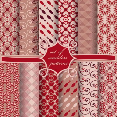 Sorunsuz vektör çizimler kümesi. Soyut şekiller ve dekoratif çiçek