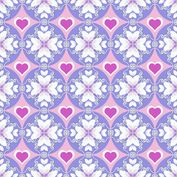 Ilustración vectorial abstracta sin costuras Día de San Valentín. Flores, formas abstractas, corazón — Archivo Imágenes Vectoriales