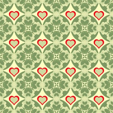 Sorunsuz tasarlamak vektör çizim Sevgililer günü. Çiçekler, soyut şekiller, kalp