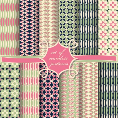 Sorunsuz vektör çizimler kümesi. Soyut Dekoratif şekiller 