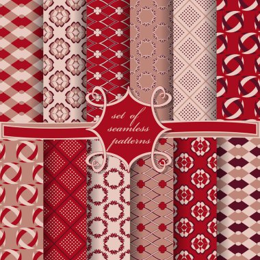 Sorunsuz vektör çizimler kümesi. Soyut dekoratif çiçek şekil