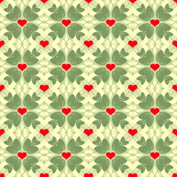 Бесшовная абстрактная векторная иллюстрация ко Дню Святого Валентина. Цветы, абстрактные формы, сердце — стоковый вектор