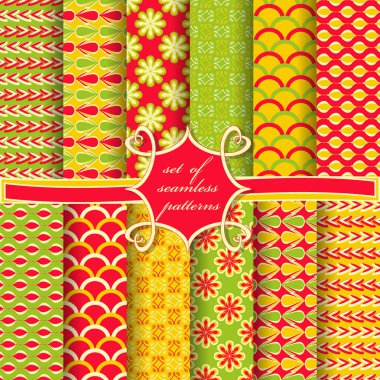 Sorunsuz vektör çizimler kümesi. Soyut Dekoratif şekiller