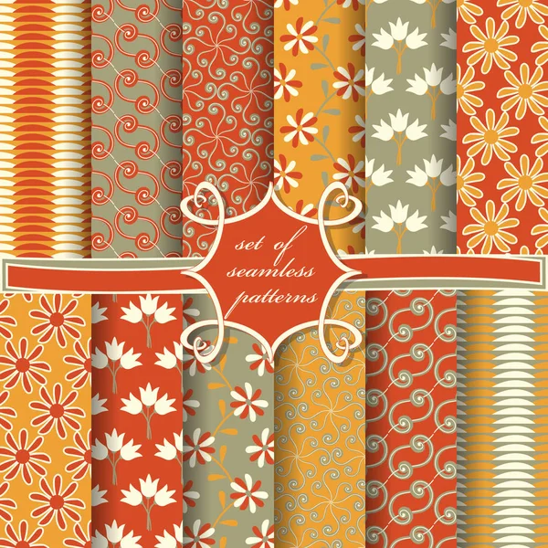 Sorunsuz vektör çizimler kümesi. Soyut şekiller ve dekoratif çiçek