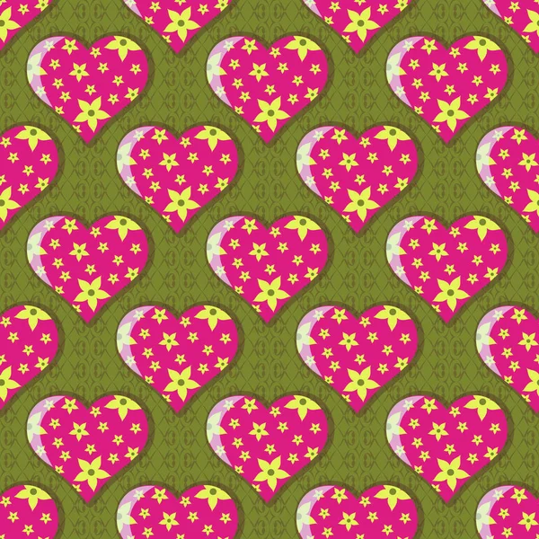 シームレスな抽象的なベクトル イラスト背景バレンタインの日。花の心 — ストックベクタ