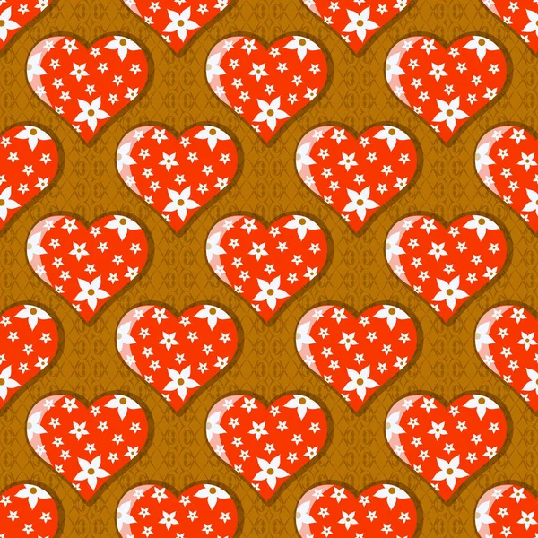 Fondo de ilustración de vector abstracto sin costuras Día de San Valentín. Corazón de flores — Archivo Imágenes Vectoriales
