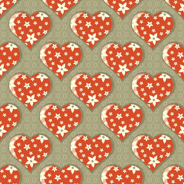 Seamless fundo ilustração vetor abstrato Dia dos Namorados. Coração de flores — Vetor de Stock