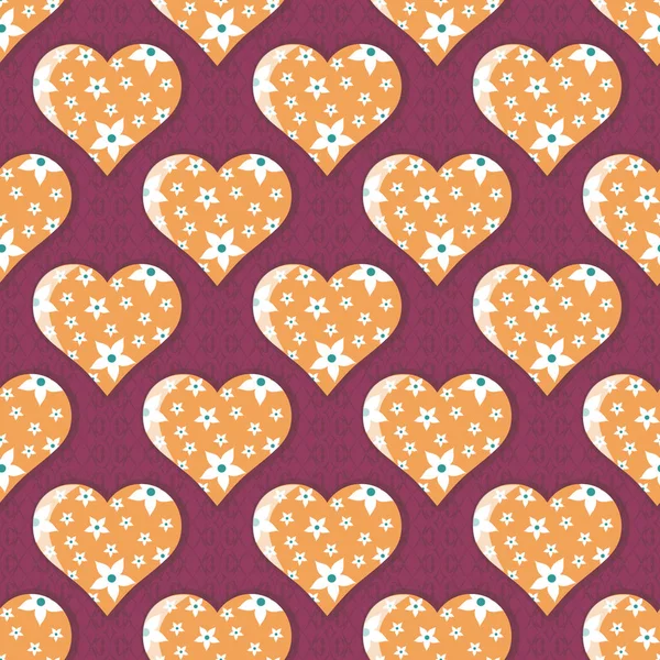 Fondo de ilustración de vector abstracto sin costuras Día de San Valentín. Corazón de flores — Vector de stock