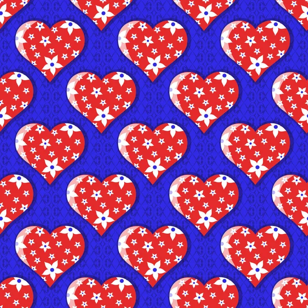 Fondo de ilustración de vector abstracto sin costuras Día de San Valentín. Corazón de flores — Vector de stock