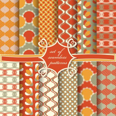 Sorunsuz vektör çizimler kümesi. Soyut şekiller ve dekoratif çiçek