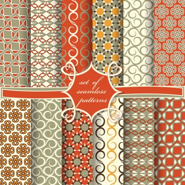 Sorunsuz vektör çizimler kümesi. Soyut Dekoratif şekiller 