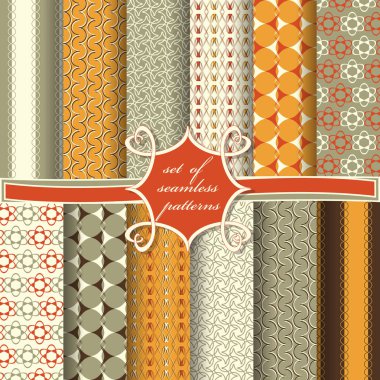 Sorunsuz vektör çizimler kümesi. Soyut şekiller ve dekoratif çiçek