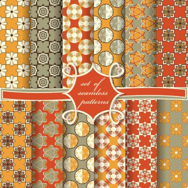 Sorunsuz vektör çizimler kümesi. Soyut Dekoratif şekiller 