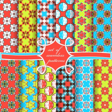 Sorunsuz vektör çizimler kümesi. Soyut Dekoratif şekiller 