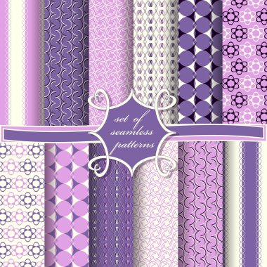 Sorunsuz vektör çizimler kümesi. Soyut şekiller ve dekoratif çiçek