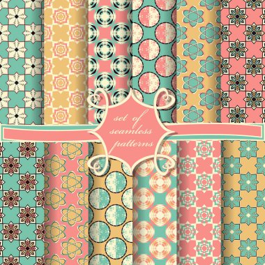 Sorunsuz vektör çizimler kümesi. Soyut Dekoratif şekiller 