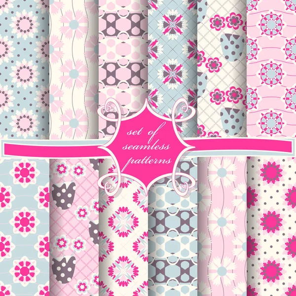 Sorunsuz vektör çizimler kümesi. Soyut şekiller ve dekoratif çiçek