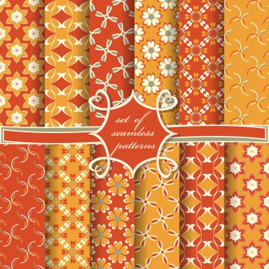 Sorunsuz vektör çizimler kümesi. Soyut şekiller ve dekoratif çiçek