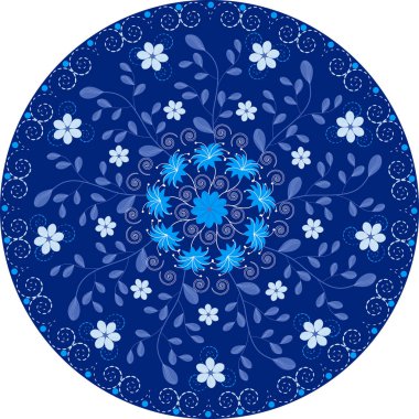 vektör çiçek dairesel desenli mandala soyut dekoratif çiçek