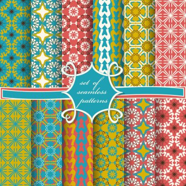 Sorunsuz vektör çizimler kümesi. Soyut ve Dekoratif şekiller