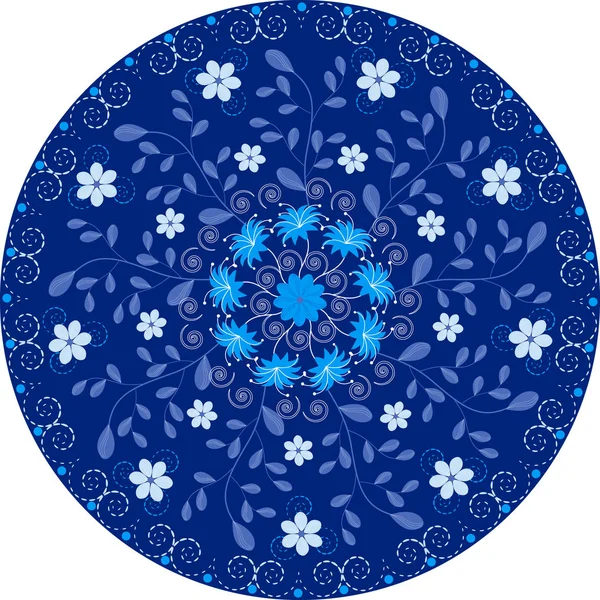 Vector floral circular pattern mandala of abstract decorative flowers — Stock Vector