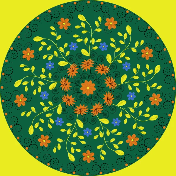 Vector floral circular patrón mandala de flores decorativas abstractas — Archivo Imágenes Vectoriales