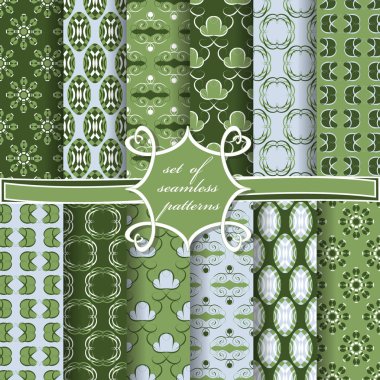 Sorunsuz vektör çizimler kümesi. Soyut şekiller ve dekoratif çiçek