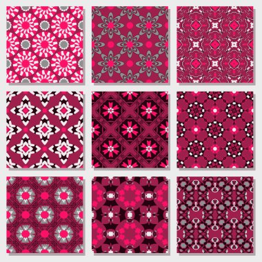 Sorunsuz vektör çizimler kümesi. Soyut şekiller ve dekoratif çiçek