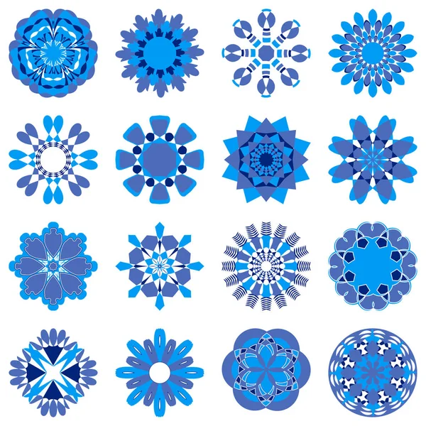 Vector set of abstract circular patterns, decorative flowers — Stock Vector