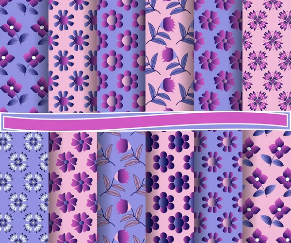 Conjunto de papel vectorial abstracto con flores decorativas para álbum de recortes — Archivo Imágenes Vectoriales