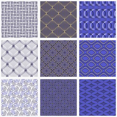 Sorunsuz vektör çizimler kümesi. Soyut dekoratif çizgili şekil